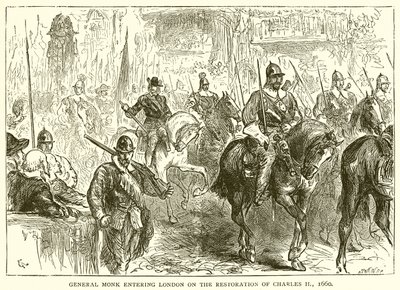 General Monk entrando em Londres na Restauração de Charles II, 1660 de English School