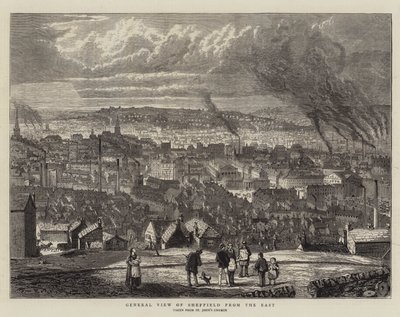 Vista Geral de Sheffield do Oriente (gravura) de English School