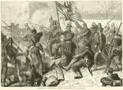 General Von Budretzky liderando o ataque a Le Bourget, outubro de 1870 de English School