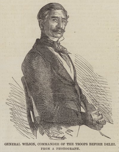 General Wilson, Comandante das Tropas antes de Delhi (gravura) de English School