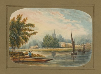 Vista geral sobre o rio Tâmisa em Chiswick (wc no papel) de English School