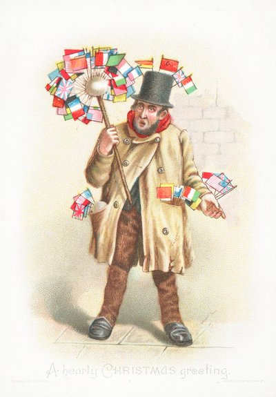 Cavalheiro com bandeiras, cartão de Natal de English School