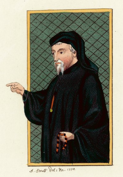 Geoffrey Chaucer (gravura colorida) de English School