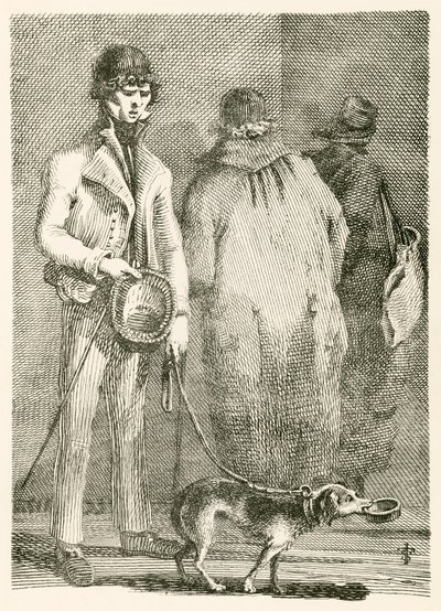 George Dyball, um mendigo cego de considerável notoriedade, e seu cão Nelson de English School