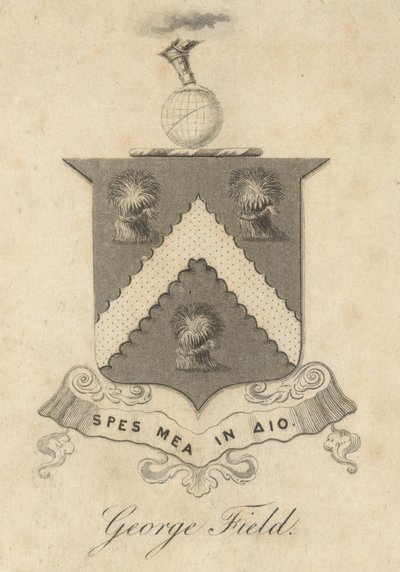 George Field, placa de livro armorial, de "Chromatics, or, An essay on the analogy and harmony of colours", de George Field de English School