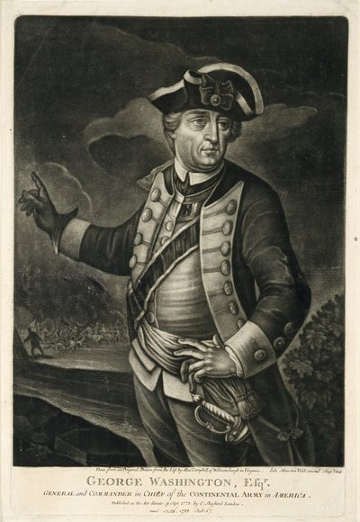 George Washington, Esqr., General e Comandante em Chefe do Exército Continental na América de English School