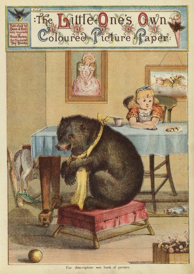 Menina à mesa com um urso (chromolitho) de English School