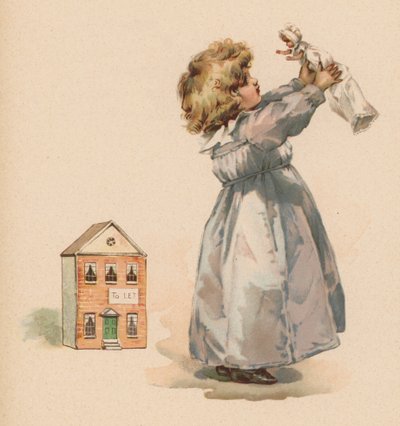 Menina com boneca (chromolitho) de English School
