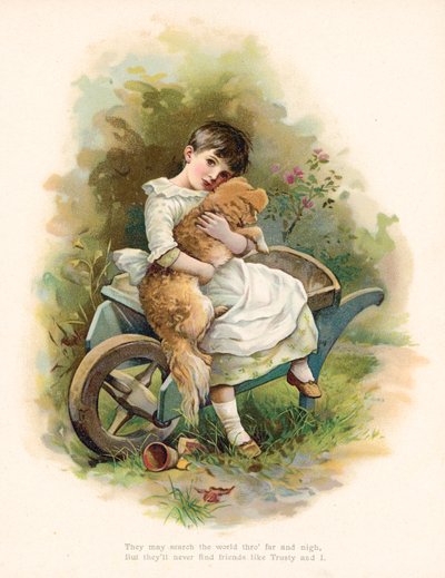 Menina, com, dela, cão de English School