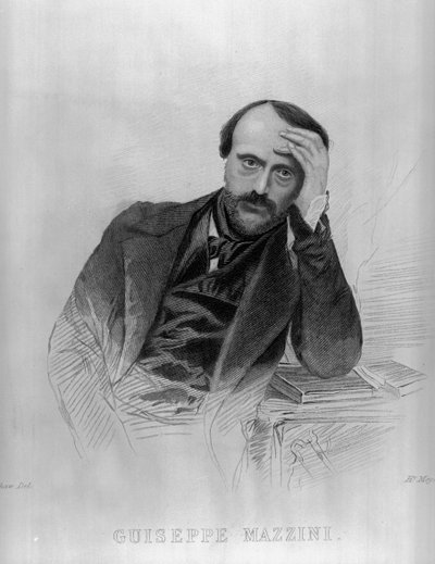 Giuseppe Mazzini, de &39;A Galeria de retratos da sala de desenho de personagens eminentes&39; (gravura) (foto bw) de English School
