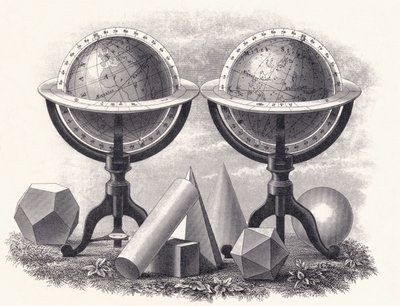 Globos da Terra e os Céus com Formas Geométricas de English School