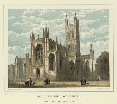 Catedral de Gloucester, frente oeste e lado sul de English School