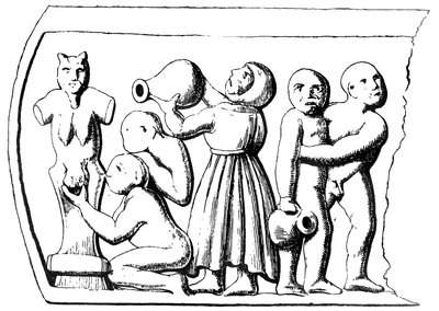 Eucaristia gnóstica, painel lateral de um caixão gnóstico encontrado em Essarois (Borgonha) (ver 405782) de English School