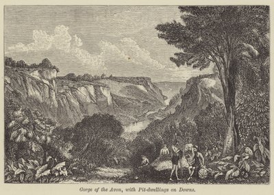 Gorge of the Avon, com Pit-dwellings on Downs (gravura) de English School