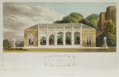 Conservatório Gótico, 1832 (gravura a cores) de English School