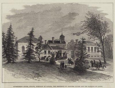 Casa do Governo, Ottawa, Dominion of Canada, Residência da Princesa Luísa e do Marquês de Lorne (gravura) de English School