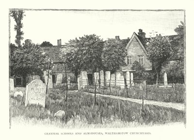 Grammar Schools and Almshouses, Walthamstow Churchyard (gravura) de English School