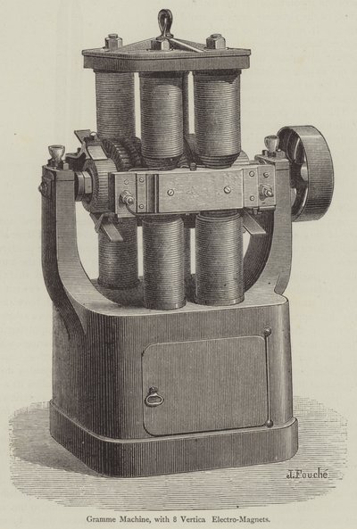 Máquina Gramme, com 8 Electro-Magnets Verticais (gravura) de English School