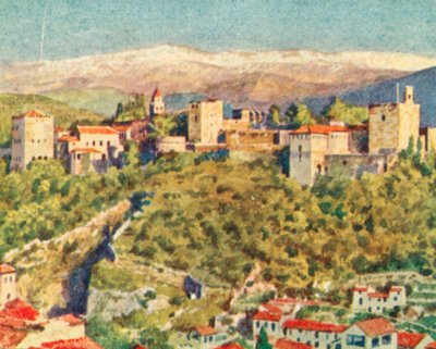 Granada, A Alhambra (litografia a cores) de English School