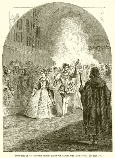 Grand Ball no Old Greenwich Palace: Henrique VIII. dançando com Ana Bolena de English School