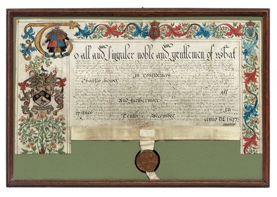 Concessão de armas a Charles Hewitt, 1597 de English School