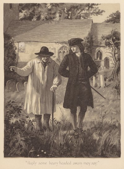 Elegia de Gray: "Haply some hoary head swain may say" (litografia) de English School