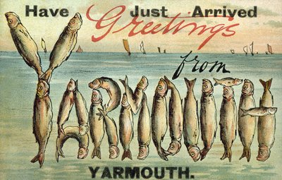 Saudações de Yarmouth (cor litho) de English School
