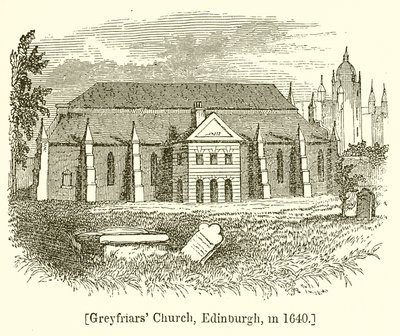 Igreja Greyfriars, Edimburgo, em 1640 de English School