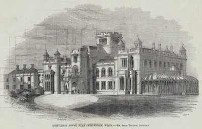 Grittleton House, perto de Chippenham, Wilts (gravura) de English School