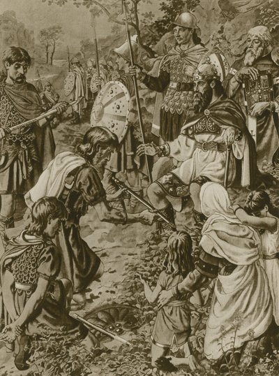 Submissão de Guthrums a Alfred the Great (gravura) de English School