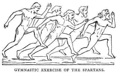 Exercício ginástico dos espartanos, ilustração da história ilustrada do mundo, c.1880 de English School