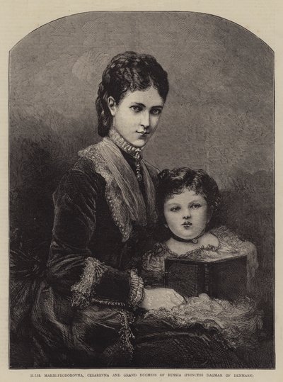 HIH Marie-Feodorovna, Cesarevna e Grã-Duquesa da Rússia, Princesa Dagmar da Dinamarca (gravura) de English School