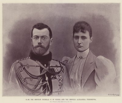 ELE o Imperador Nicolau II da Rússia e a Imperatriz Alexandra Feodorovna (litografia a cores) de English School
