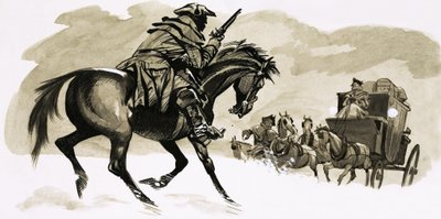 HIghwayman prestes a atacar carruagem de English School