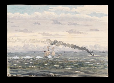 HMS "Rolla" ao largo de Dover, visto dos penhascos de English School