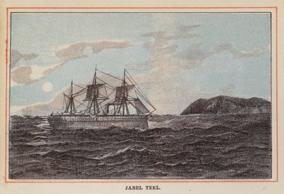 Navio de transporte de tropas HM Indian: Jabel Teel (gravura a cores) de English School