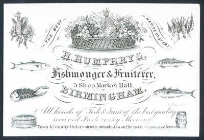 H Humphrys, Peixeiro e Fruteiro, cartão comercial de English School