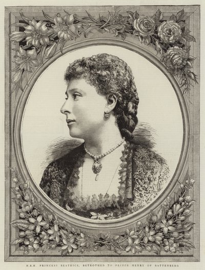 H R H Princesa Beatrice, Betrothed to Príncipe Henrique de Battenberg (gravura) de English School