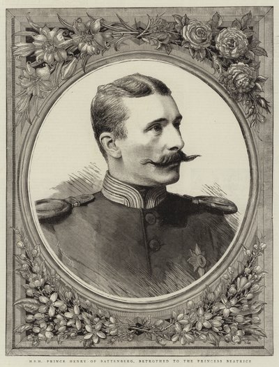 H S H Príncipe Henrique de Battenberg, Betrothed to the Princess Beatrice (gravura) de English School