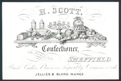 H Scott, confeiteiro, cartão comercial de English School