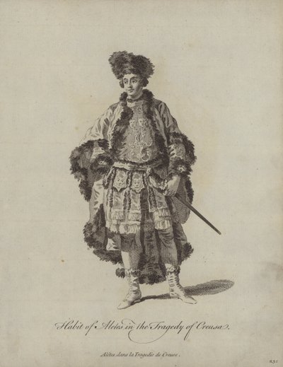 Hábito de Aletes na Tragédia de Creusa (gravura) de English School