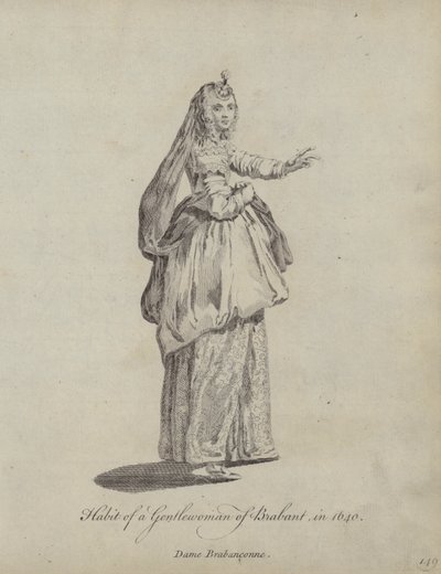 Hábito de uma dama de Brabante em 1640 de English School