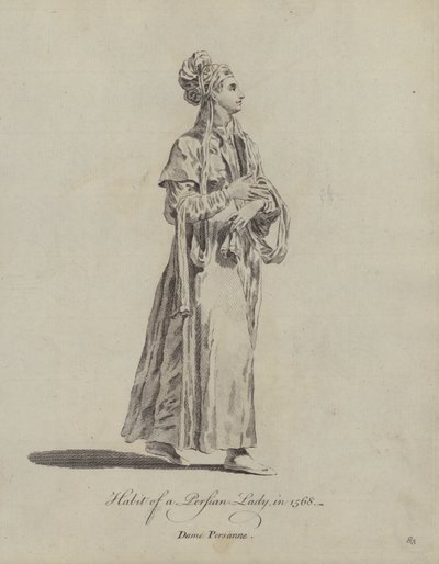 Hábito de uma senhora persa em 1568 (gravura) de English School