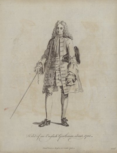 Hábito de um cavalheiro inglês, cerca de 1700 (gravura) de English School