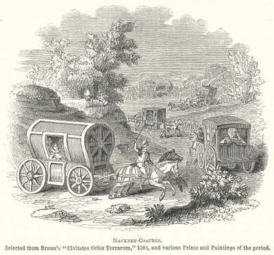 Hackney-Coaches (gravura) de English School