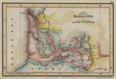 Meia Tribo de Manasseh (gravura colorida) de English School