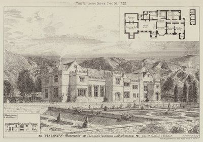 Halsway, Somersetshire, Design para Adições e Restauração (gravura) de English School