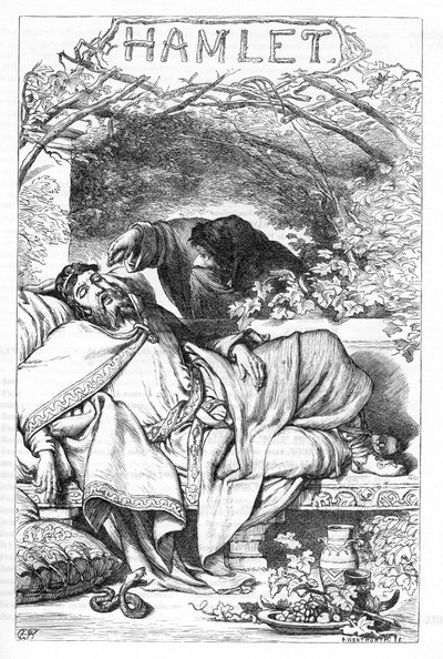 Hamlet - Ilustração em "Completes de William Shakespeare" 1866 - As ilustrações e a forma geral desta edição são emprestadas do Shakespeare ilustrado de Cassell, publicado em Londres de English School