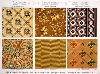 Projetos Hampton & Sons para Linoleums e Floorcloths, tarde C19th de English School