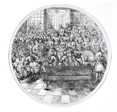 Handel conduzindo um oratório, c.1740 de English School